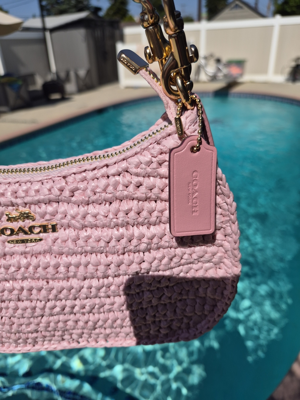 Coach Pink Crochet Mini Shoulder Bag with Pink Strap - Picture 3 of 5